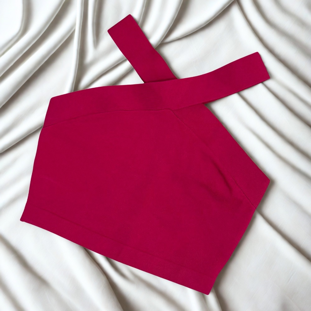 Aritzia Babaton Sculpture Knit Cross Crop Top | Granita Pink | NWT | Size S - Picture 3 of 6